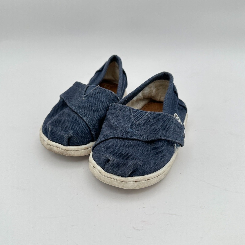 Toms Classic Shoes Baby Toddler Size 4 Blue Canvas‎ Indie Boho Walking Hippie